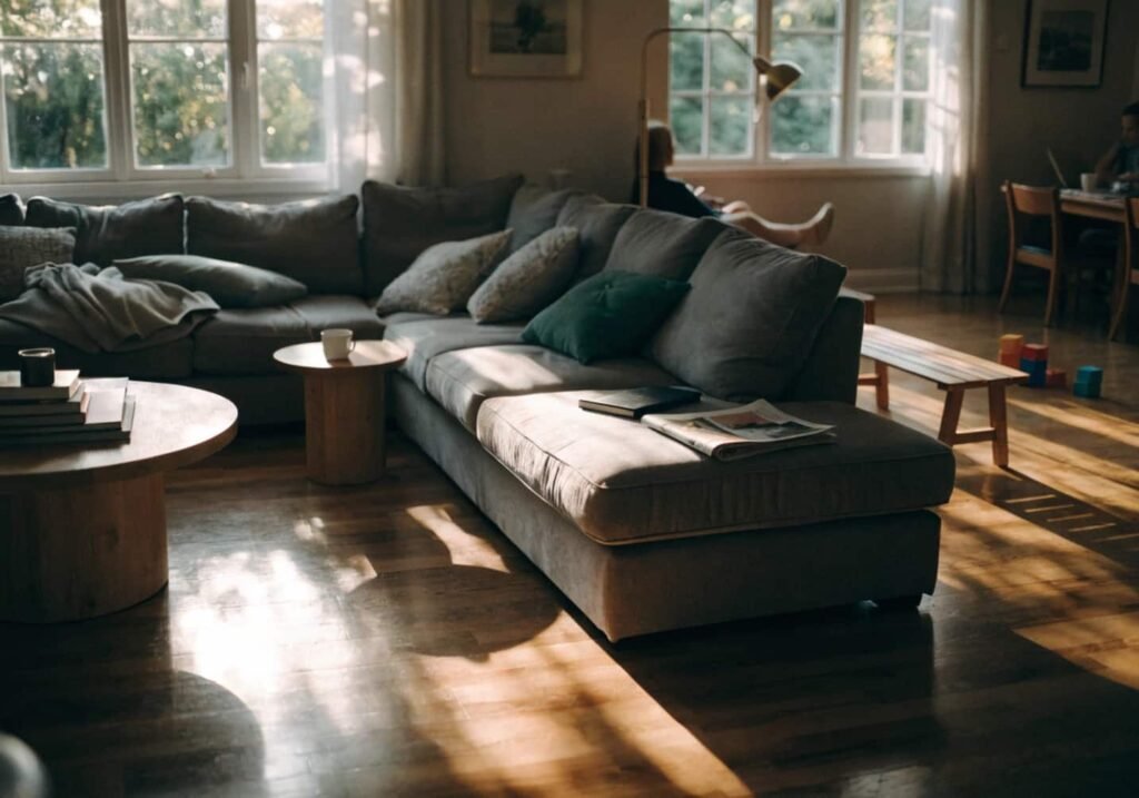 L-shaped sectional sofa offering maximum seating in a spacious living room