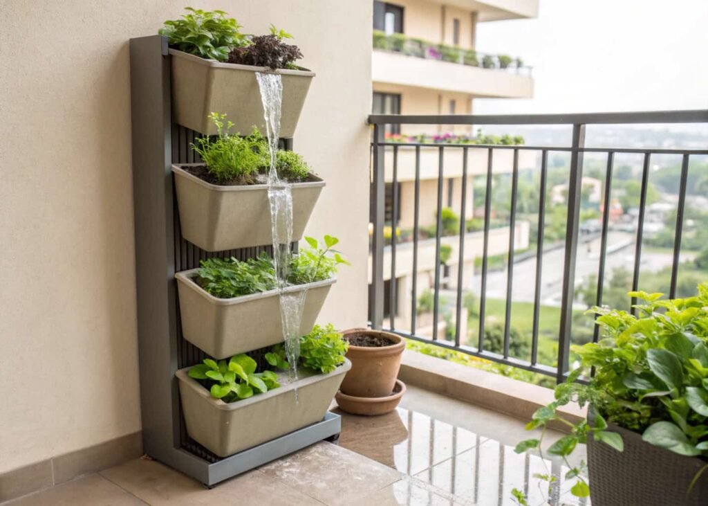 Small space DIY wall-mounted fountain for balcony or patio