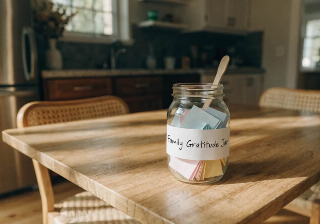 Family thankful jar activity for kindergarten students to bring to school