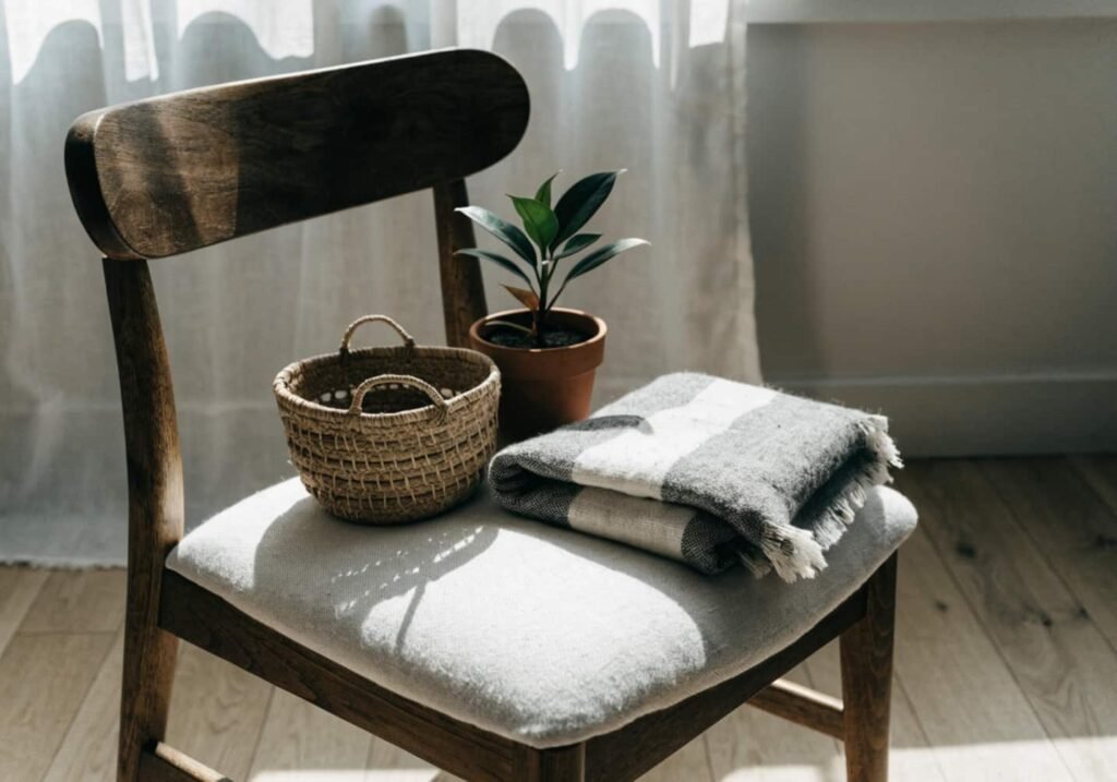 Small gray boho styling vignette to start a room makeover