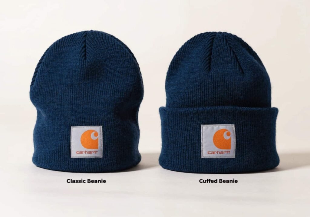 Comparison of classic and cuffed Carhartt beanie styles