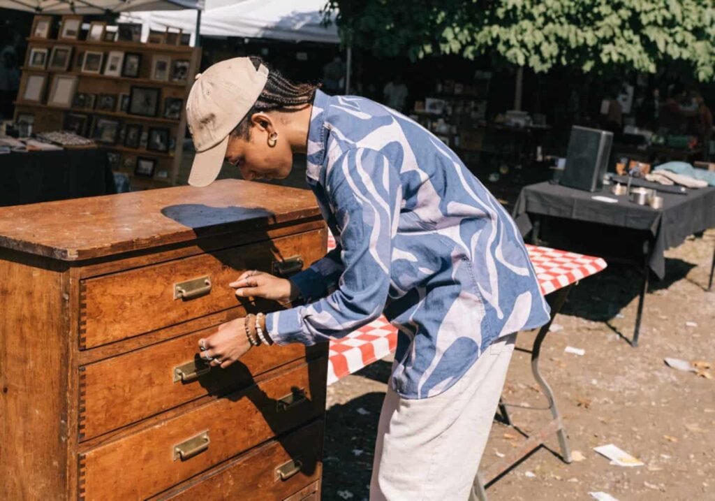 Checking a secondhand wood dresser for quality before buying on a budget