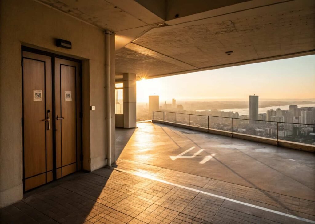 Terrace layout planned around sunlight, doorway and open view