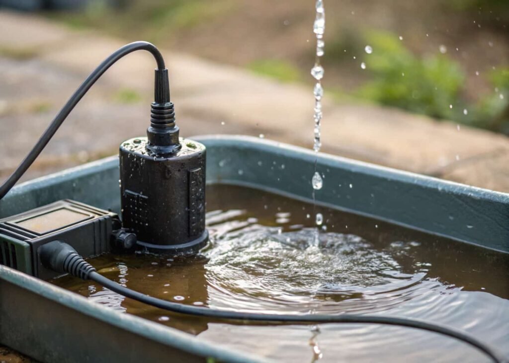 Small submersible water pump used for building a homemade fountain
