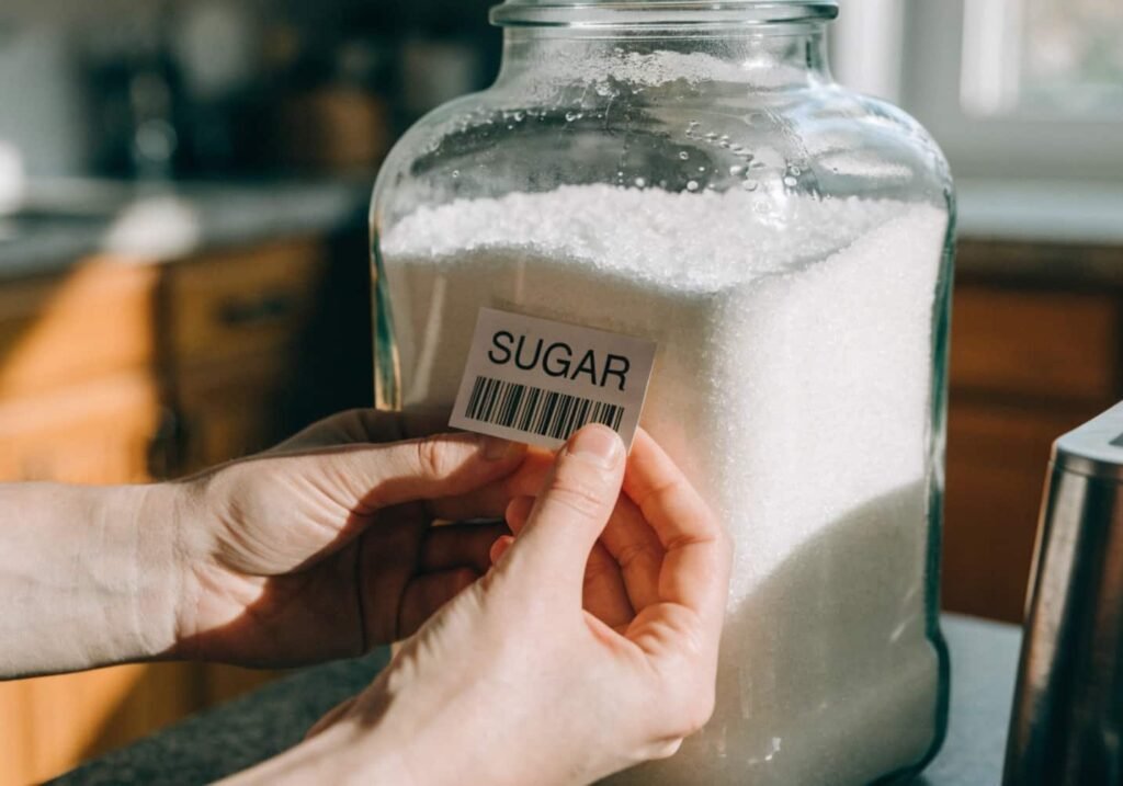 Labeling pantry jars as one of the simplest kitchen pantry organization hacks