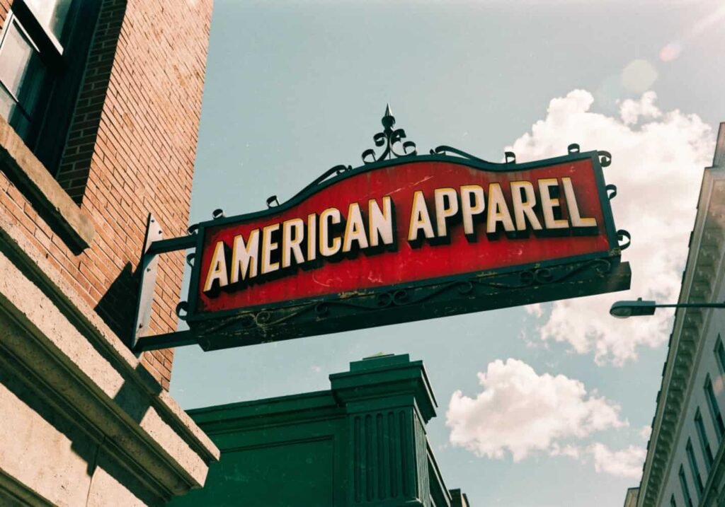American Apparel retail storefront signage from the brand's original retail era"]