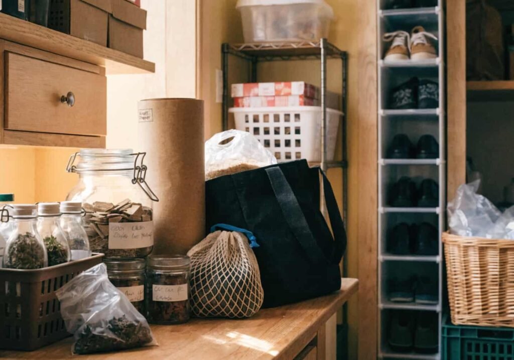 Affordable storage ideas showing budget-friendly kitchen pantry organization hacks