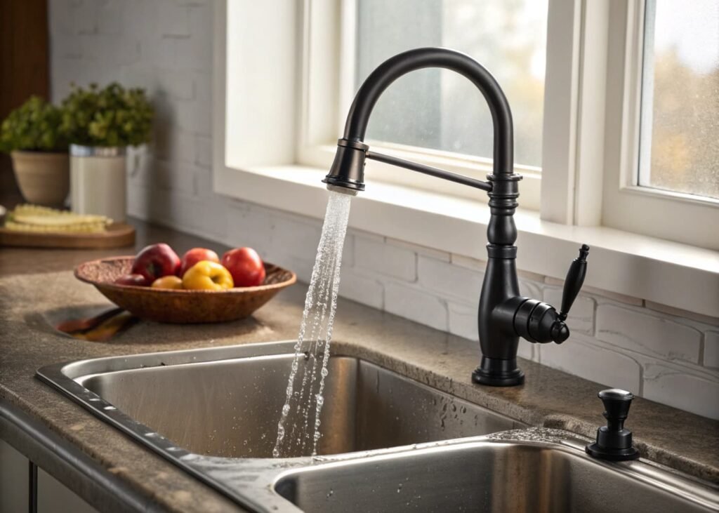 Matte black kitchen faucet, a 2026 finish trend replacing glossy fixtures