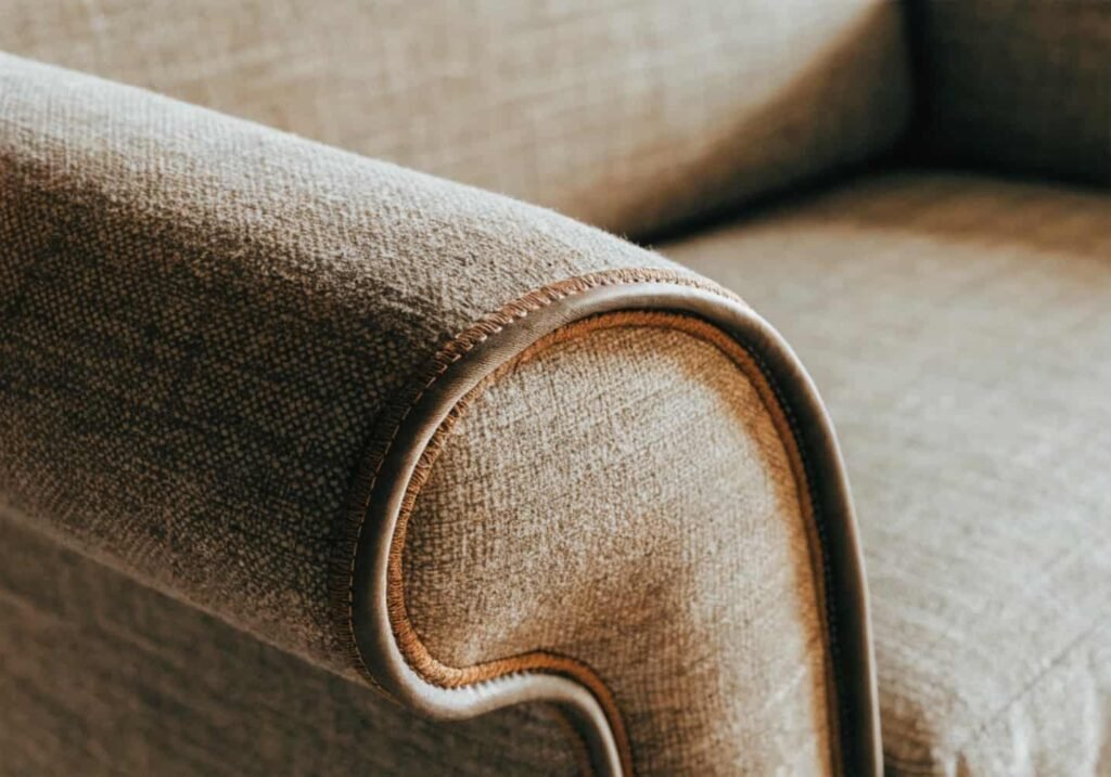 Statement piping and stitching detail on couch trend 2026