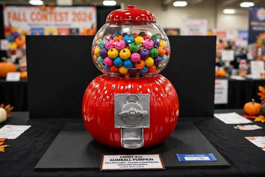 Gumball machine pumpkin with mini pumpkins