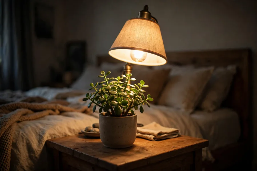 Plant under a bedside lamp grow bulb