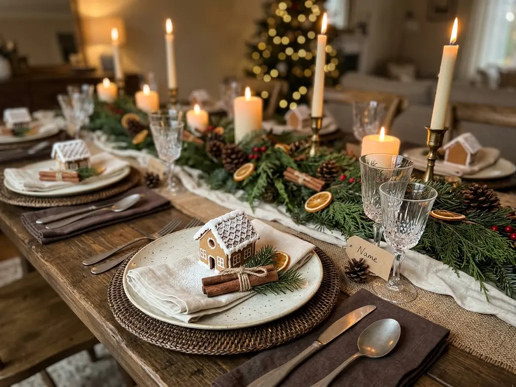 Mini gingerbread house place settings