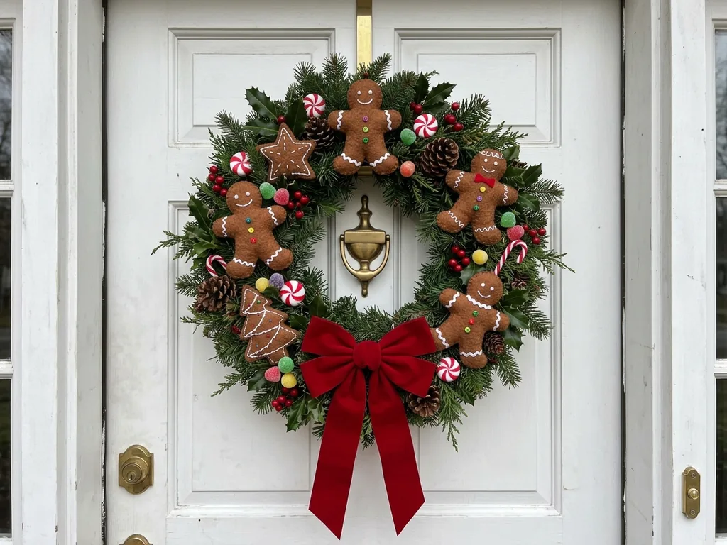 Gingerbread man Christmas wreath