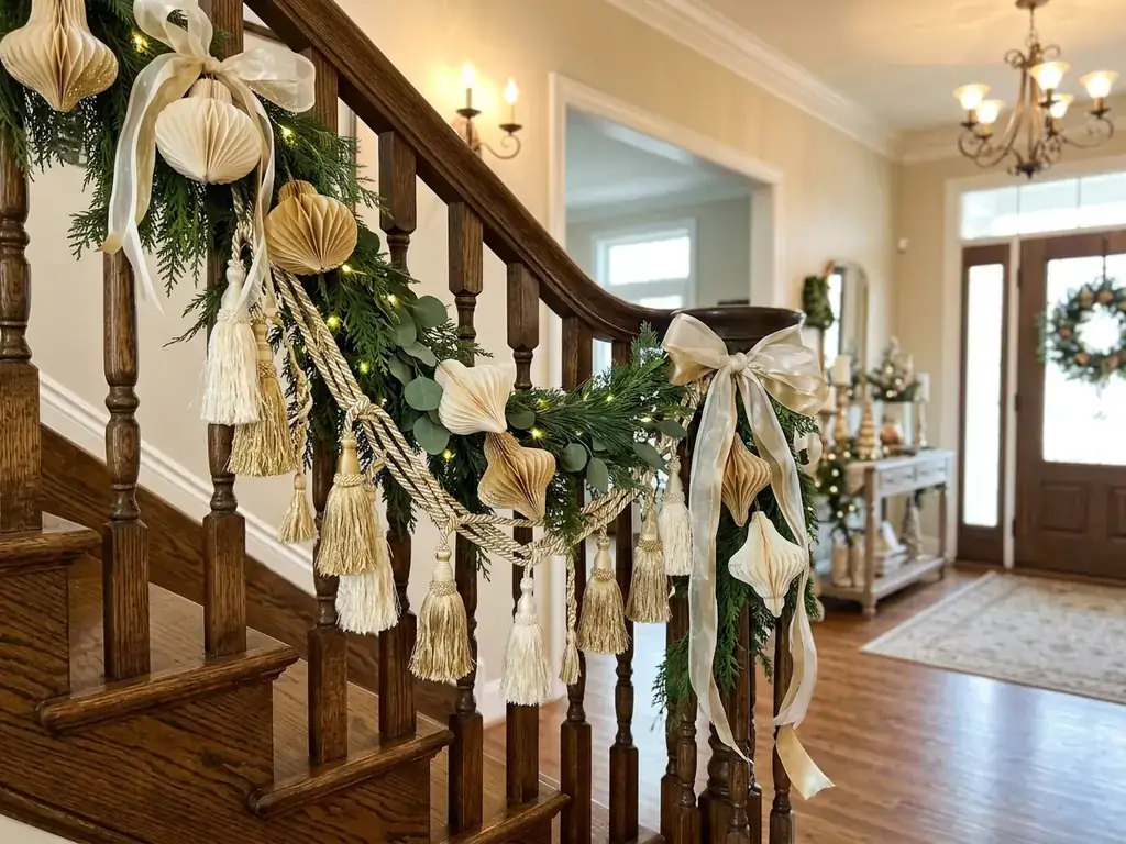 Tassel swag on staircase banister