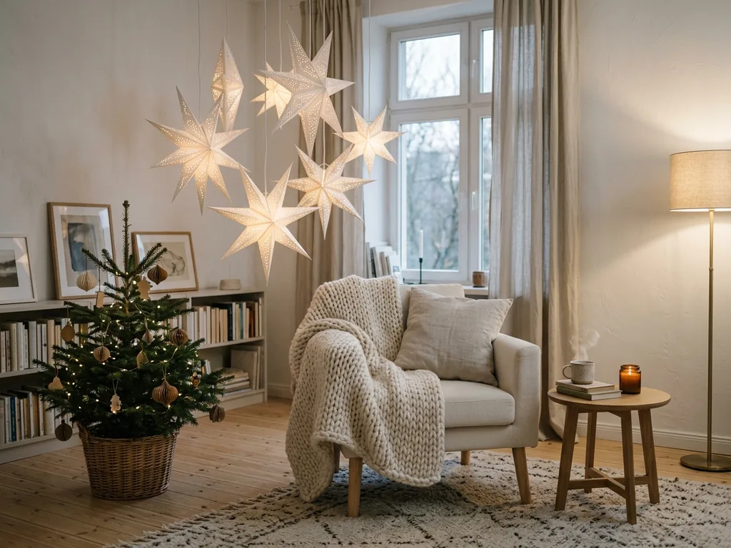 Paper star cluster in reading corner