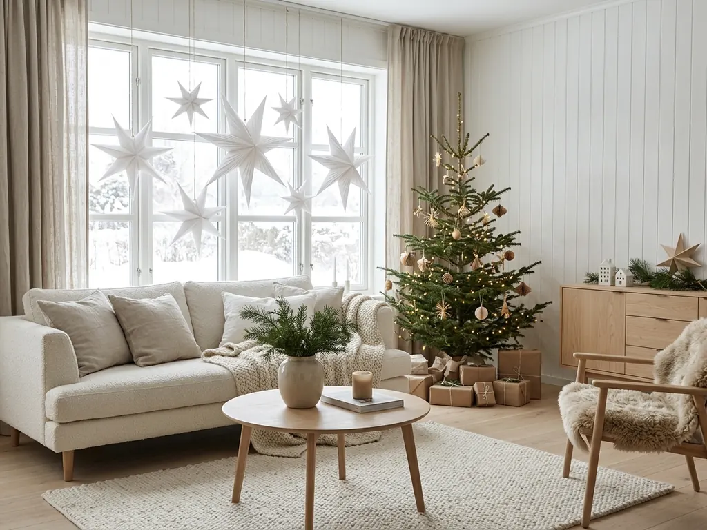 Scandinavian room with paper stars