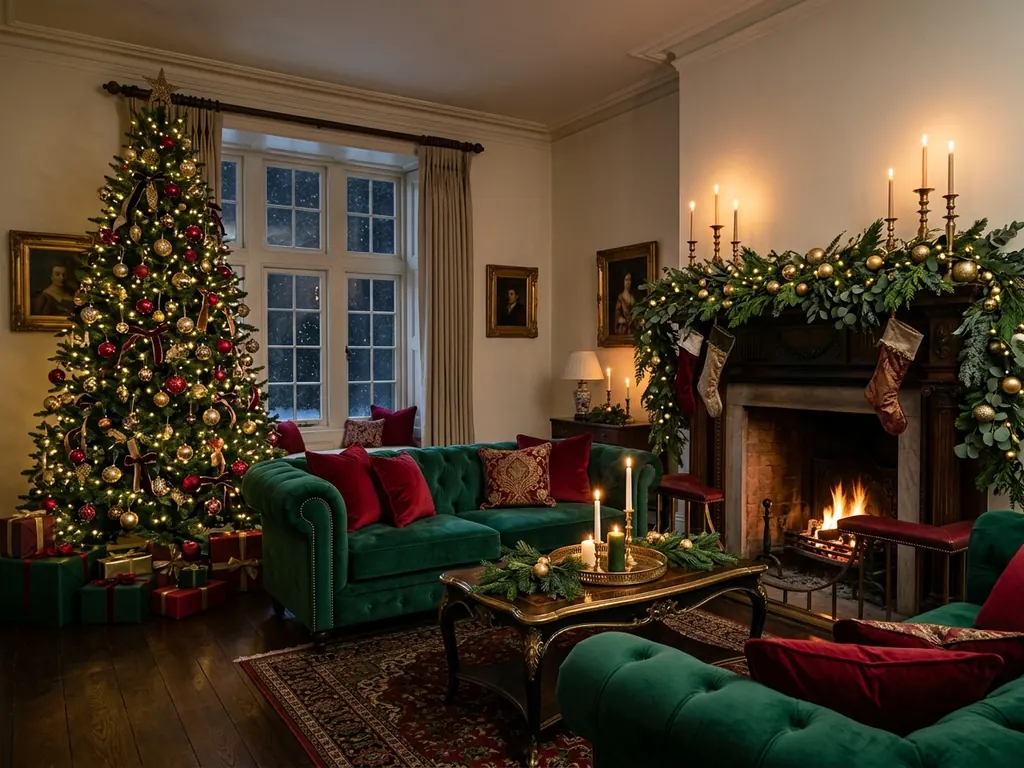 Jewel tone Christmas living room