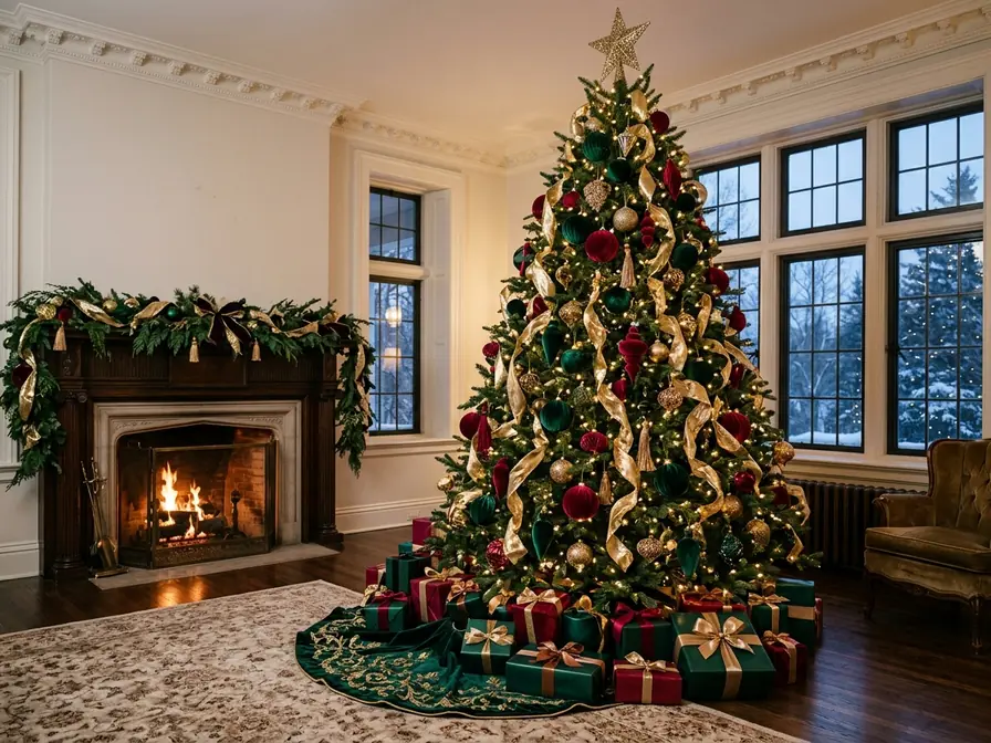 Emerald and ruby jewel tone tree