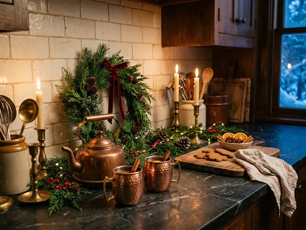Copper kitchen Christmas display