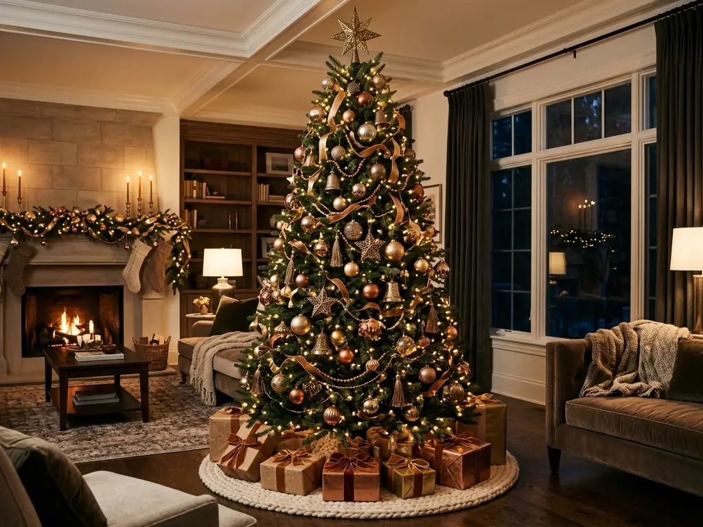 Tree with mixed metal ornaments