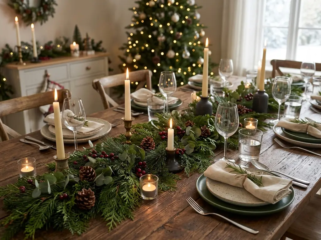 Greenery garland table runner