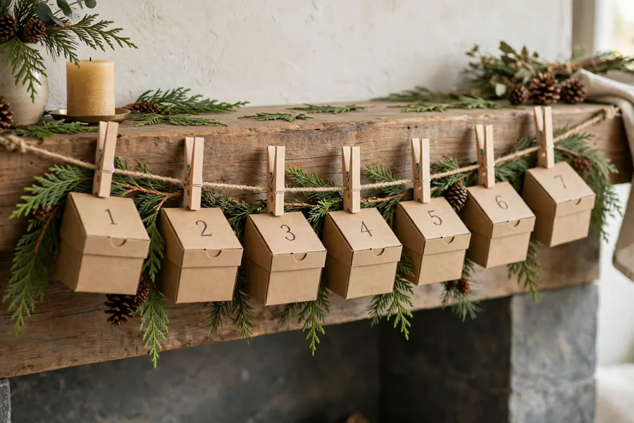 Kraft box garland advent calendar
