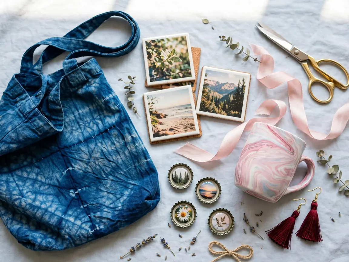 Handmade DIY gifts for friends arranged in a flat lay