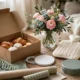 Easy ready-made Christmas gifts arranged on a coffee table