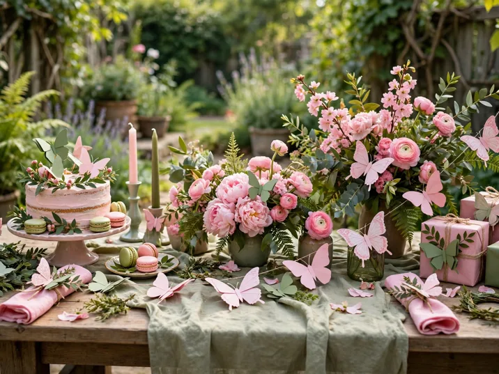 Butterfly garden birthday theme table