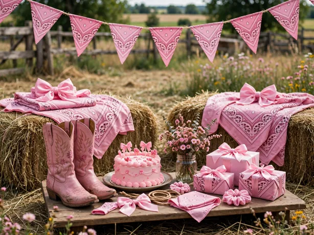 Pink cowgirl birthday theme setup
