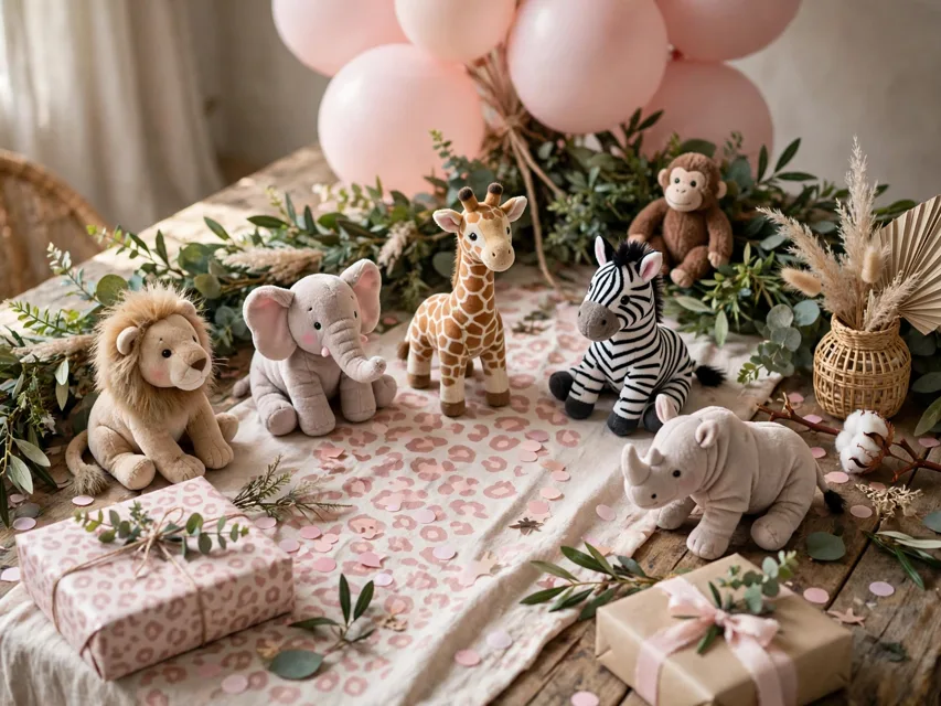 Pink safari birthday theme setup