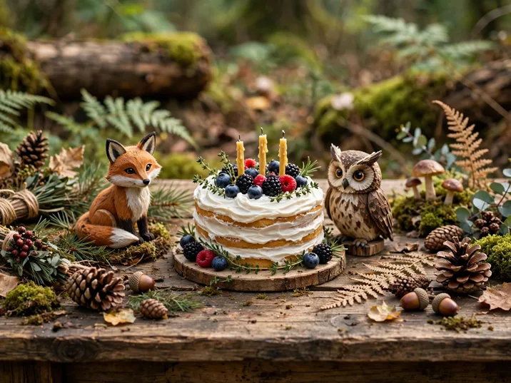 Woodland animals birthday theme setup