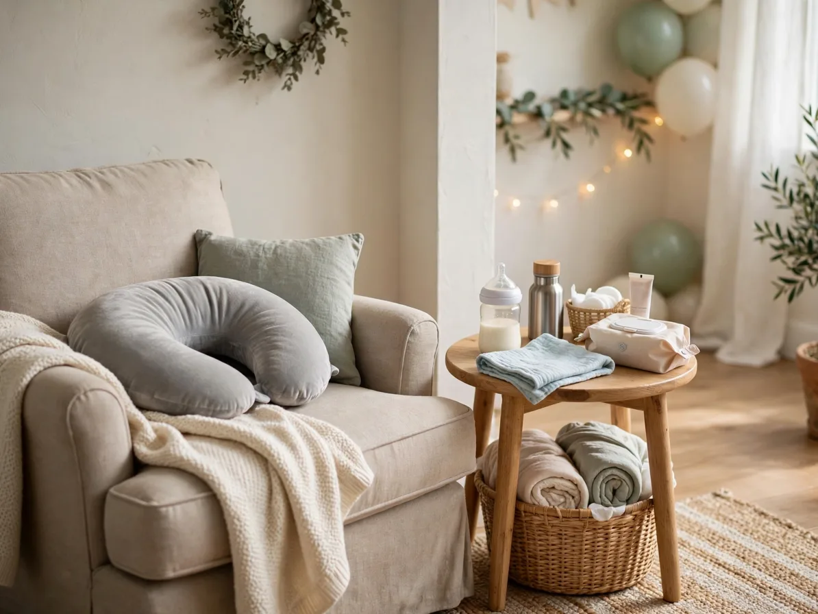 Quiet feeding and nap corner set up for a party