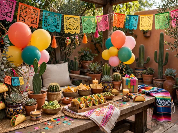Taco fiesta second birthday theme setup