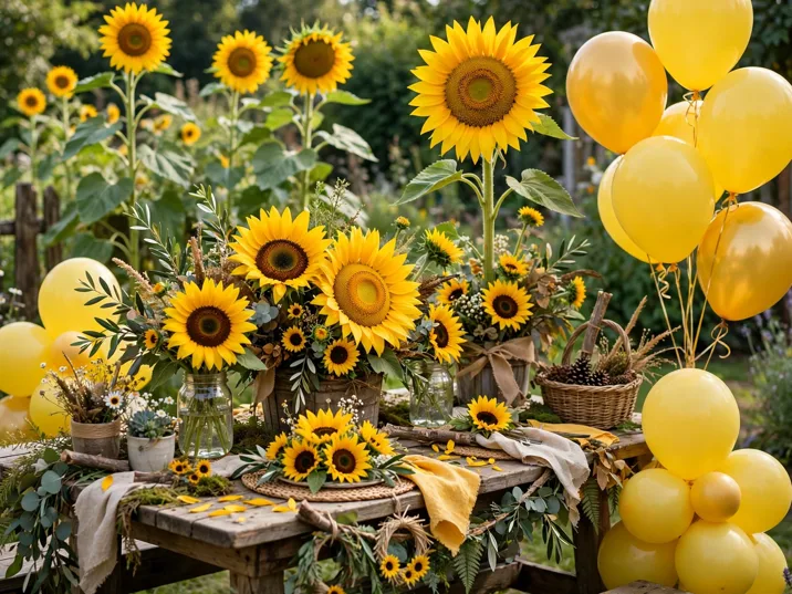 Growing Two Fast sunflower birthday setup