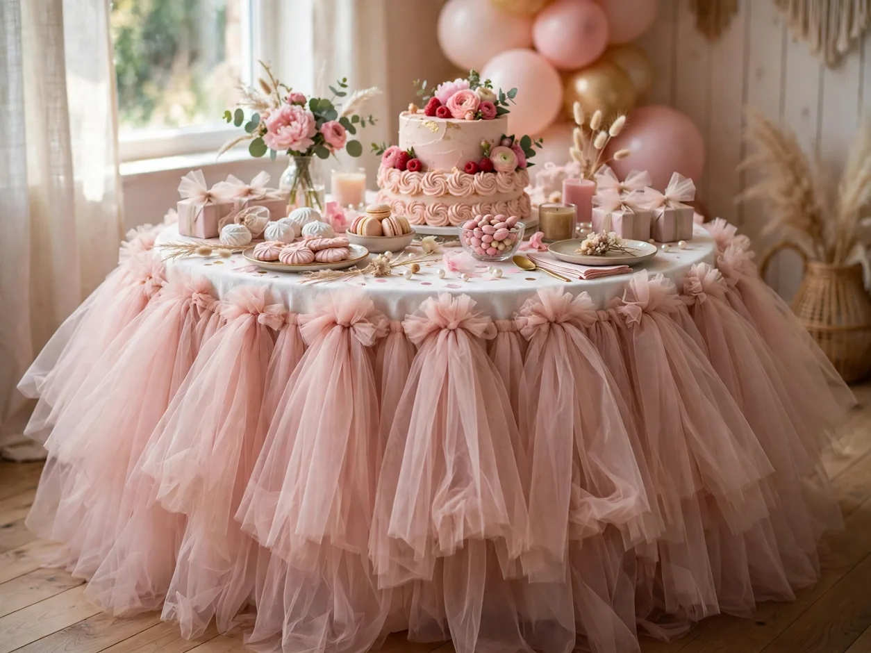 Tutu table skirt on a cake table
