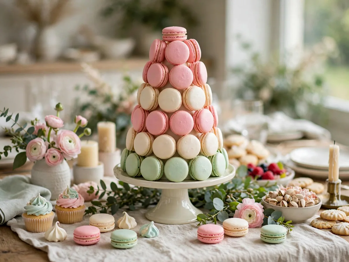 Pastel macaron tower centrepiece
