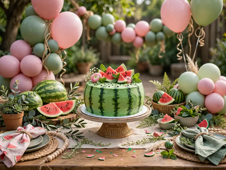 One in a Melon first birthday setup
