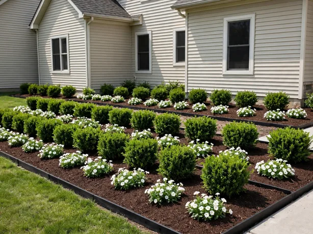 One Shrub Repeated in a Row Bed style simple landscaping front yard hero view