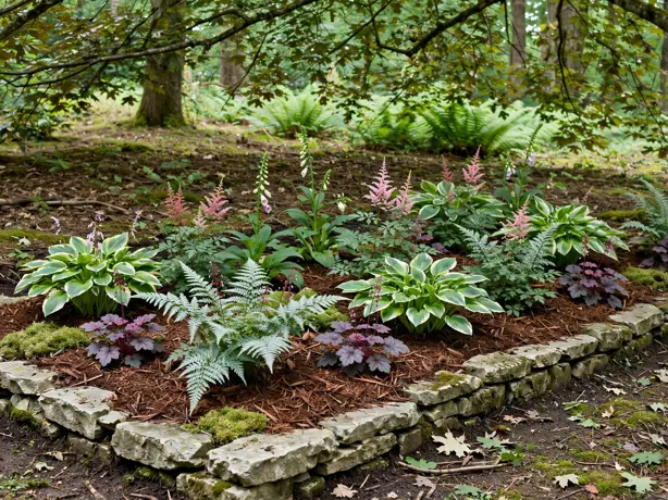 Shade Garden Under Trees in a backyard garden bed