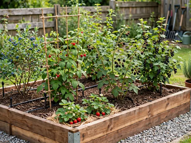 Berry and Fruit Bush Bed in a backyard garden bed