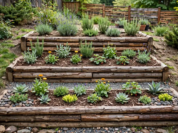 Tiered Slope Planting Bed in a backyard garden bed