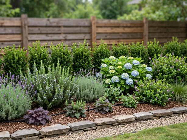 Mixed Shrub Backbone Bed in a backyard garden bed