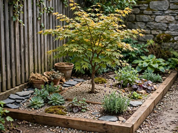 Single Tree Statement Tiny Garden in a small garden corner