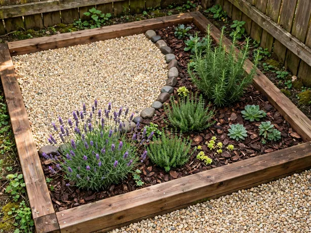 Curved Bed in a Square Tiny Plot in a small garden corner