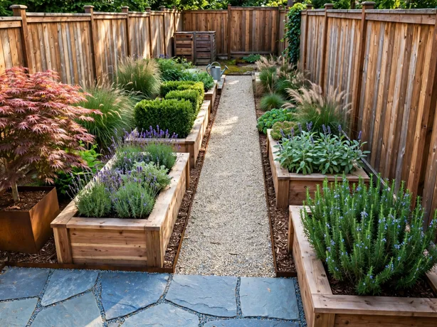 Narrow Lot Long Layout in a backyard layout