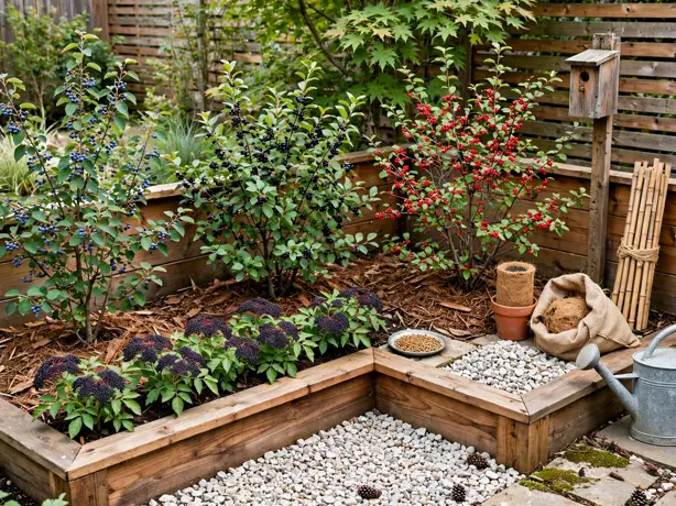 Bird-Friendly Berry Garden in a themed backyard garden corner
