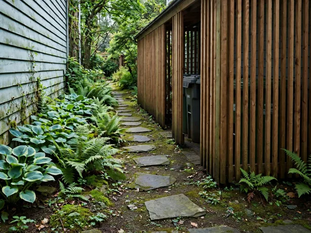 Shade Fern Strip Planting style side yard landscaping hero view