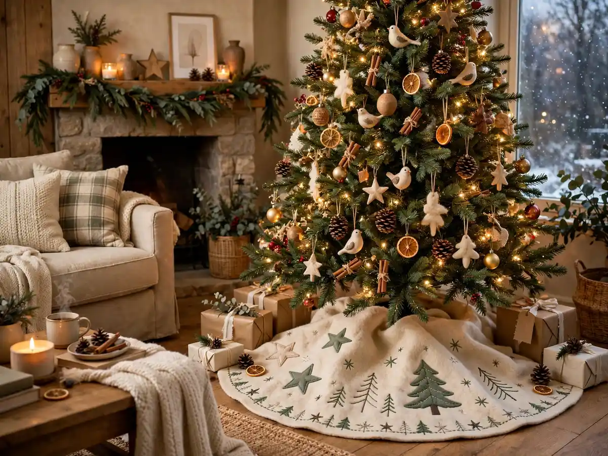 Embroidered felt tree skirt