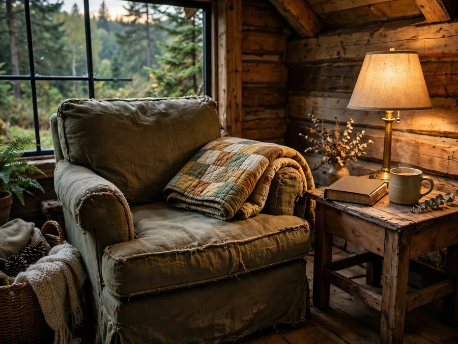 reading chair with reclaimed wood side table